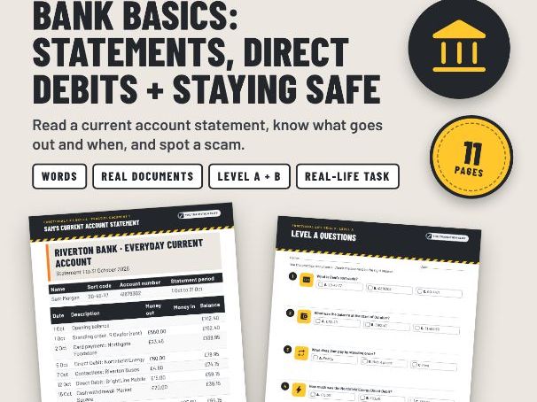 Bank Basics: Statements, Direct Debits + Scams - SEND KS4 Post-16 Life Skills UK