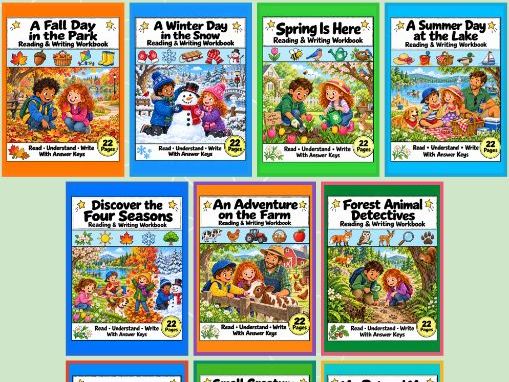 Seasons & Animals Literacy Bundle - 10 Workbooks