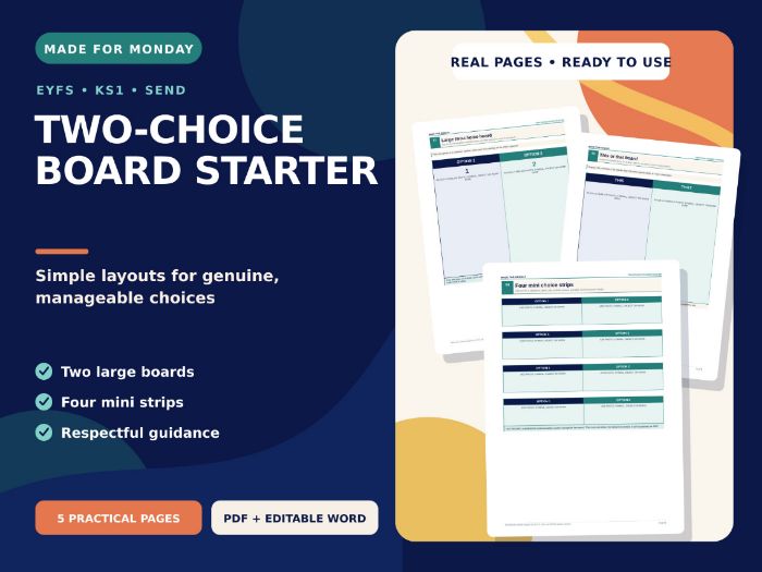 Two-Choice Board Starter - EYFS SEND Visual Communication Support