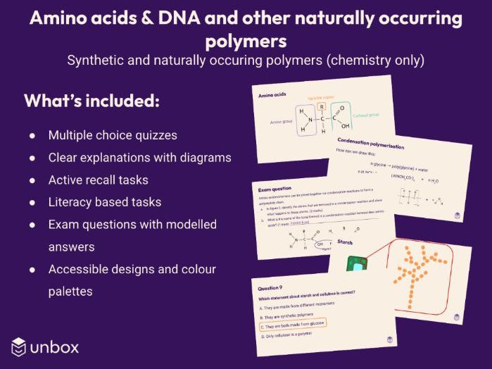 AQA GCSE 4.7.3.3 Amino acids (HT only) & 4.7.3.4 DNA and other naturally occurring polymers