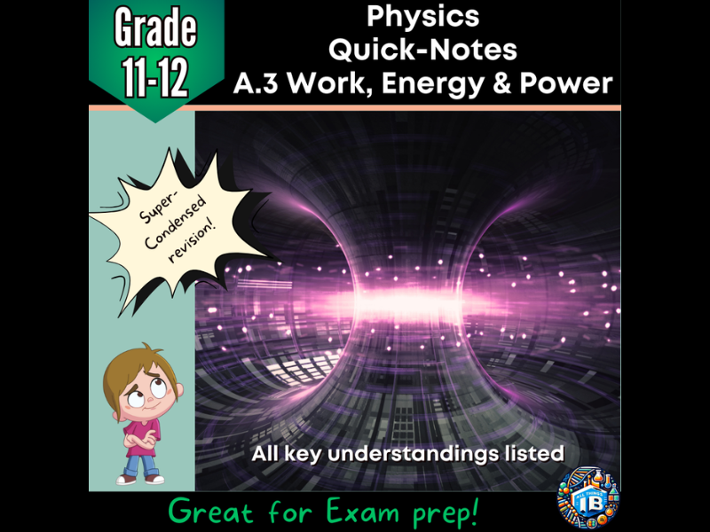 IB DP Physics: A.3 Work, Energy & Power – Condensed Topic Revision Notes (2026)