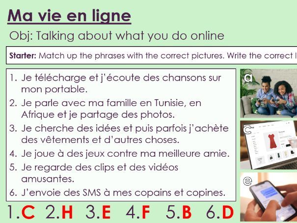 NEW 2026 GCSE French. Higher/Rouge. Module 1. Unit 1. Ma vie en ligne