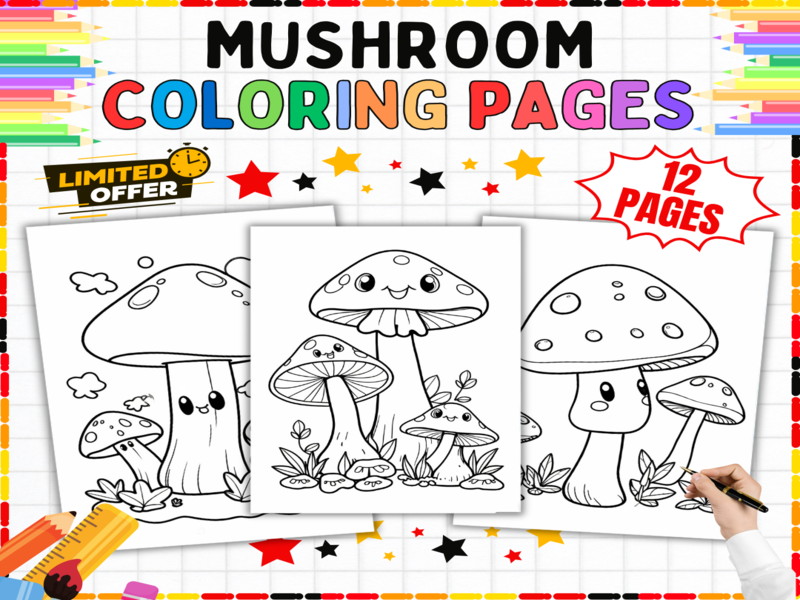 Mushroom Colouring Pages | Cute Fungi Worksheets | Toadstool Art Activities for Creative Learning