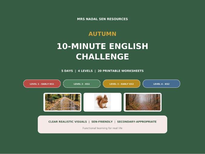 Autumn English Starters | 4 SEN Levels