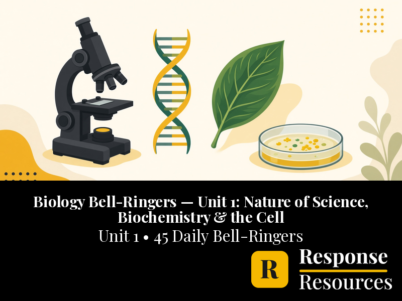 Biology Bell Ringers Unit 1 - 45 Daily Warm-Ups (Grades 9-12)