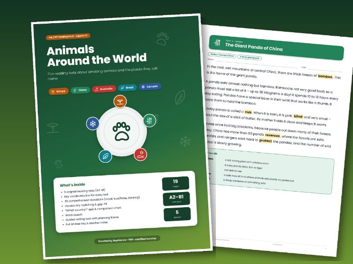 ESL Animals Around the World Reading Pack