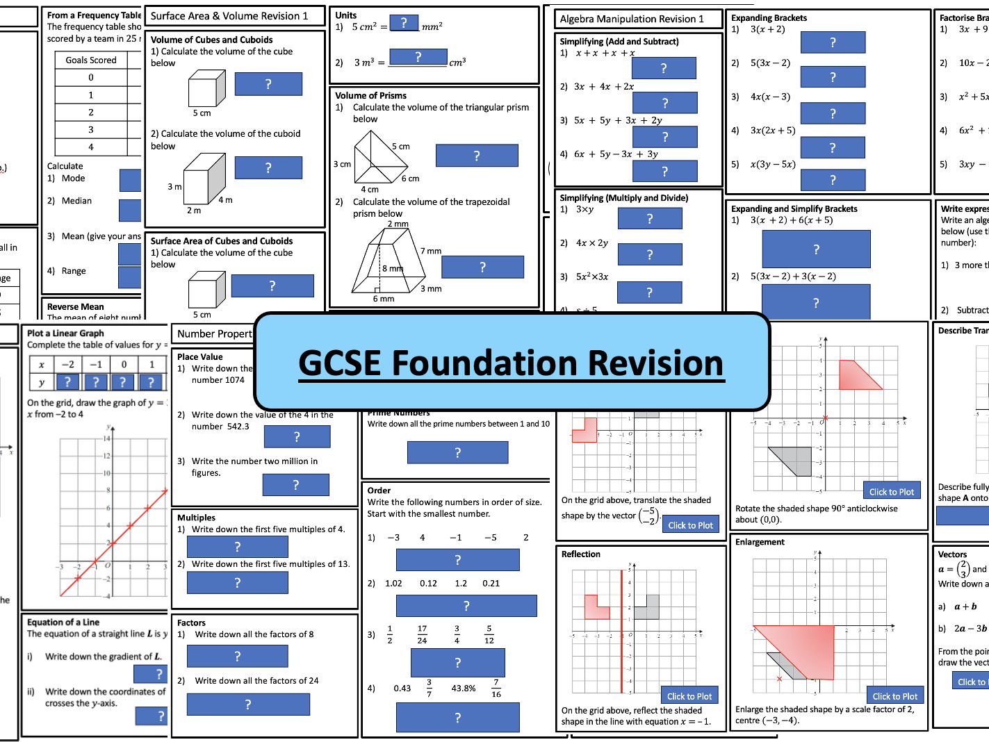 GCSE Maths Foundation Revision Teaching Resources