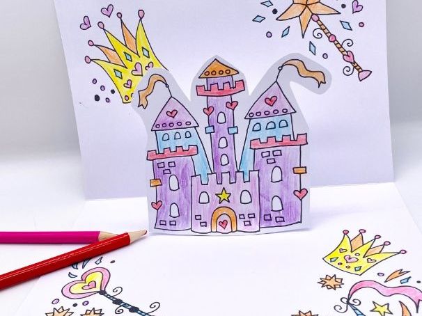 Princess Castle Colour-In Pop Up Card