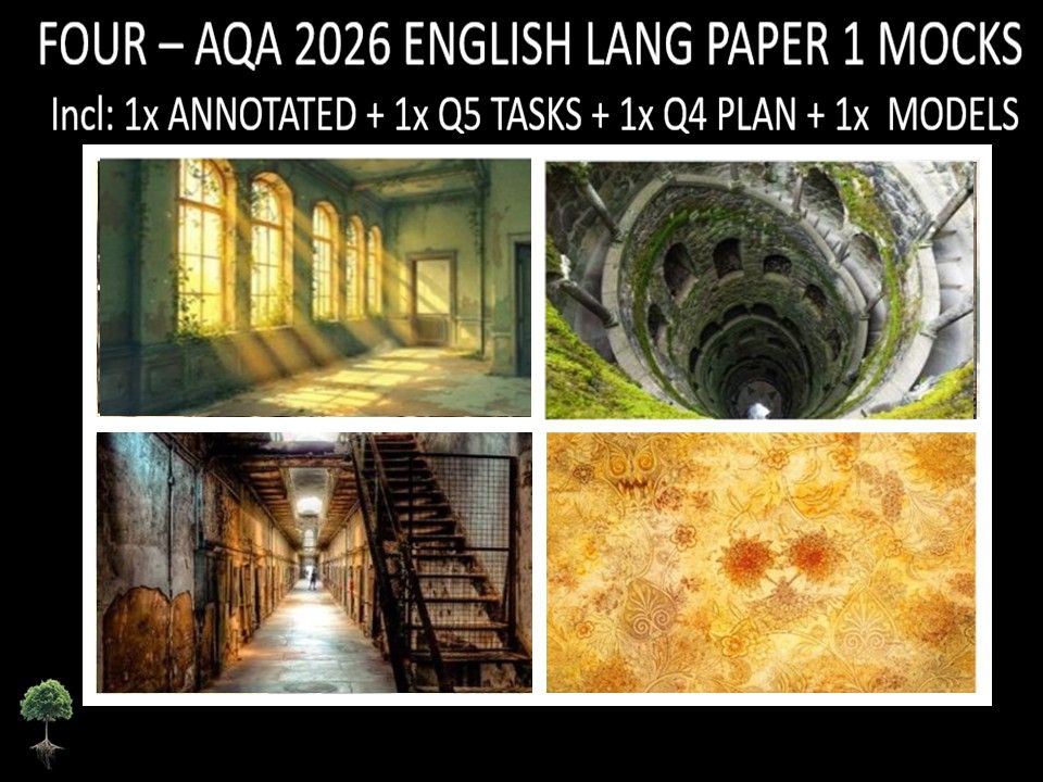 Four AQA 2026 English Language Paper 1 Mocks + Annotated, Q5 Tasks, Q4 Plan, Models