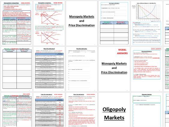 AQA Market Structure - Perfect Competition, Monopolistic C, Monopoly, Oligopoly, Contestable BOOKLET