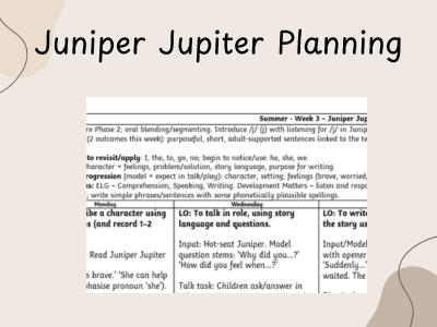 Juniper Jupiter Literacy Planning - Reception