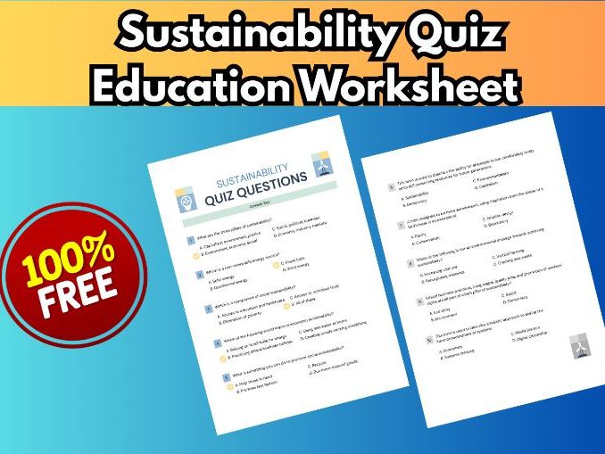 100% FREE! Comprehensive Sustainability Education Quiz Worksheet (KS3/Middle School PSHE)
