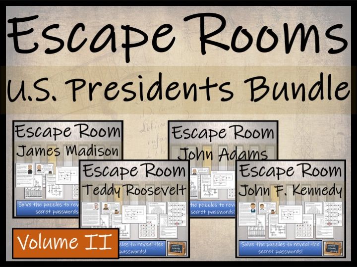 U.S. Presidents Volume II Escape Room Activity Bundle | Year 5 or Year 6