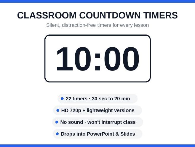 22 Silent Classroom Countdown Timers