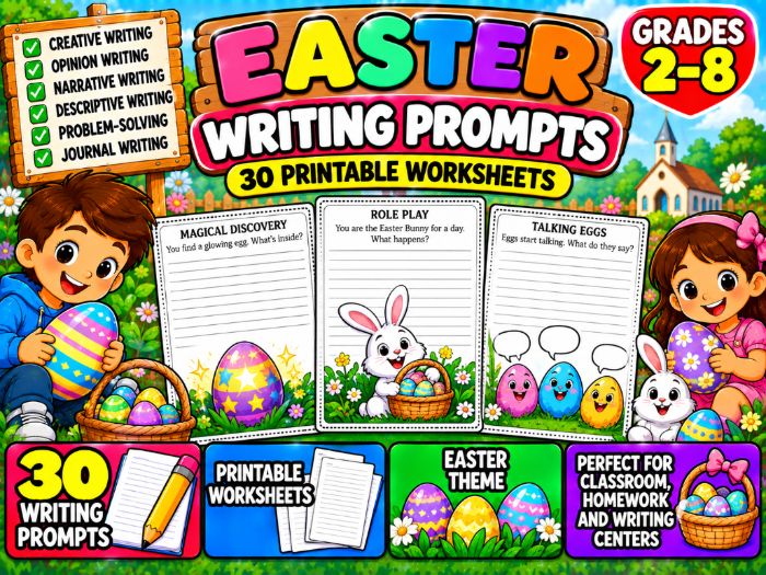 Easter Writing Prompts | 30 Printable Worksheets