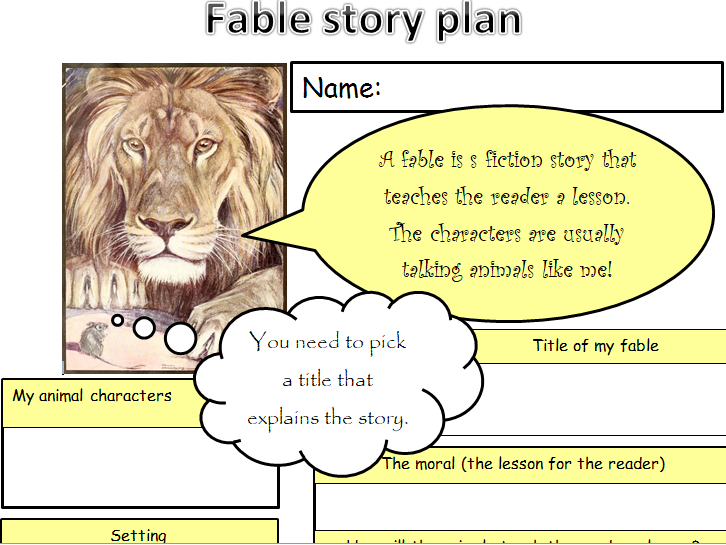KS1 2 Fable Planning Template Teaching Resources