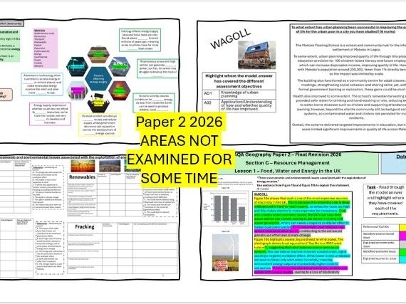 AQA GCSE Geography Paper 2 - Summer 2026 Revision - Areas not examined for some time