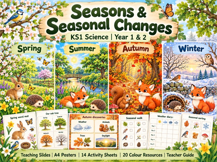 Seasons & Seasonal Changes KS1 Science | Year 1 & 2 | Slides, Posters & Activities