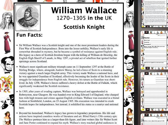 William Wallace PACKET & ACTIVITIES, Important Historical Figures Series