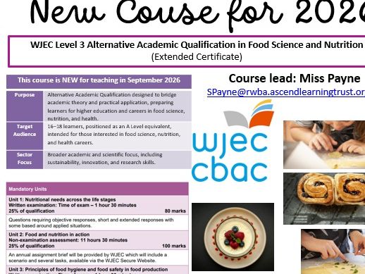 Promo Leaflet - WJEC Level 3 AAQ in Food Science and Nutrition (Extended Certificate)