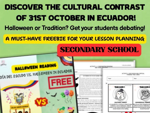UK Halloween FREEBIE Día del Escudo vs. Halloween in Ecuador