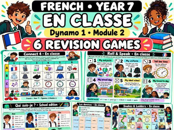Dynamo 1 Module 2 – En classe | 6 French Revision Games | Year 7