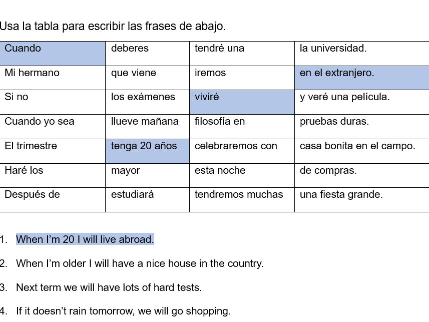 Verb tense practices with scaffolded activities