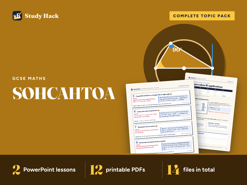 GCSE Trigonometry Complete Pack: SOHCAHTOA+