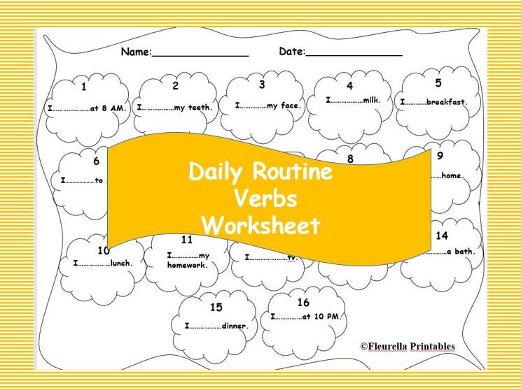 Daily Routine Verbs Worksheet- Present Simple Fill in the Blanks ESL/EFL/ Primary  Grammar Practice