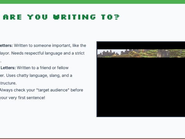 Minecraft letter writing lesson with activity.