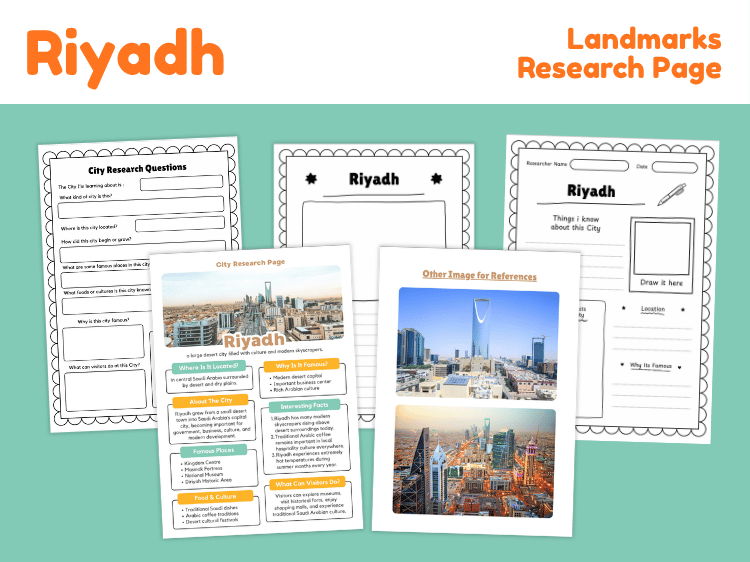 Riyadh Landmarks Research Project | Saudi Arabia Geography Worksheets