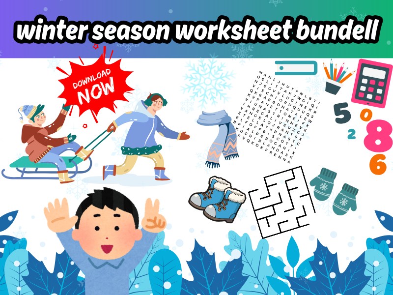 winter season worksheet bundle 7 Fun Pages