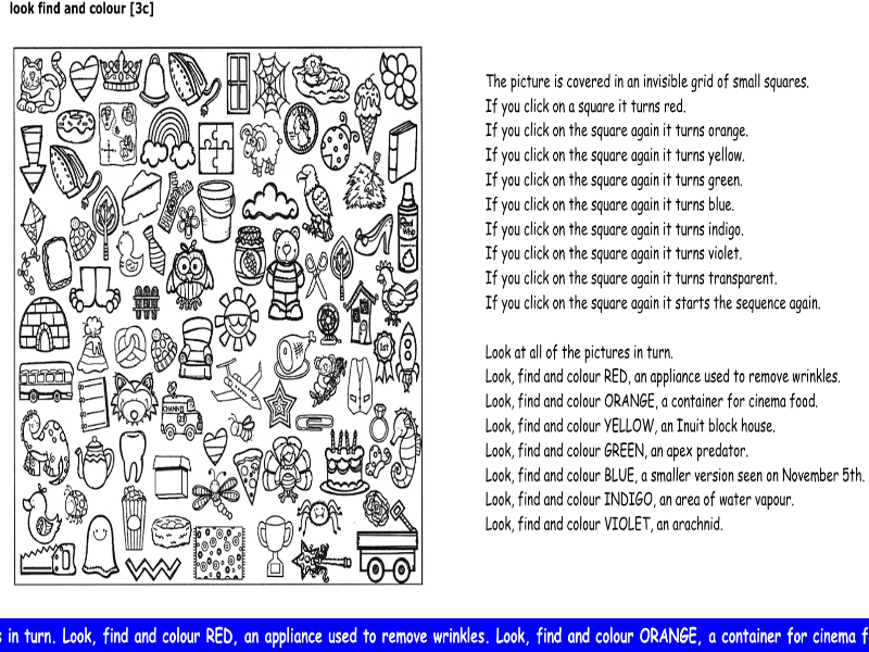 following instructions [look find and colour] [3c]