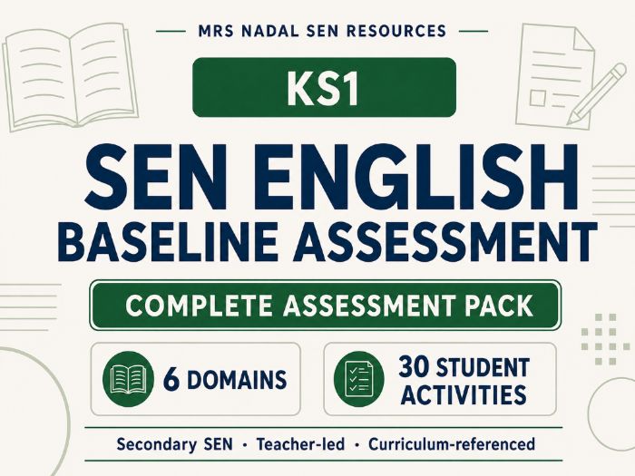 KS1 SEN English Baseline Assessment | 6 Domains | Secondary SEN