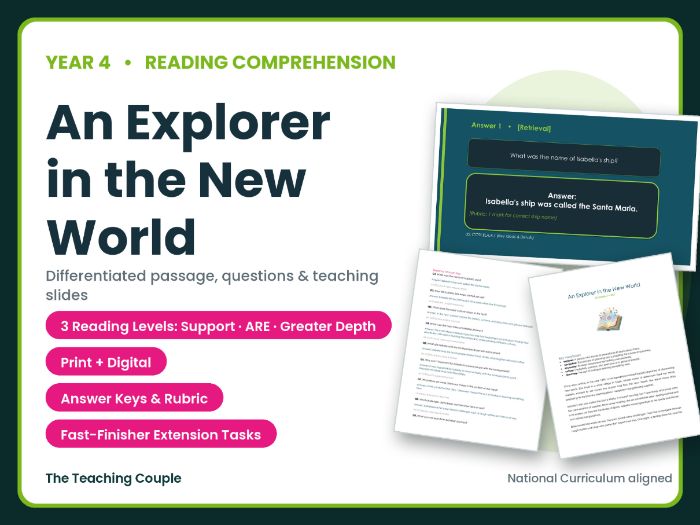 An Explorer in the New World Reading Comprehension | Year 4 (KS2)