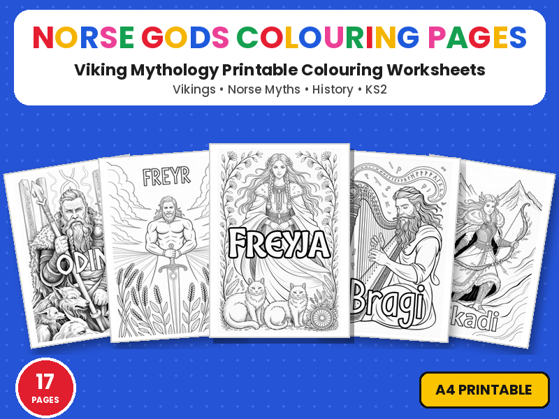 Norse Gods Colouring Pages | Viking Mythology Printable Colouring Page Worksheets | KS2 History