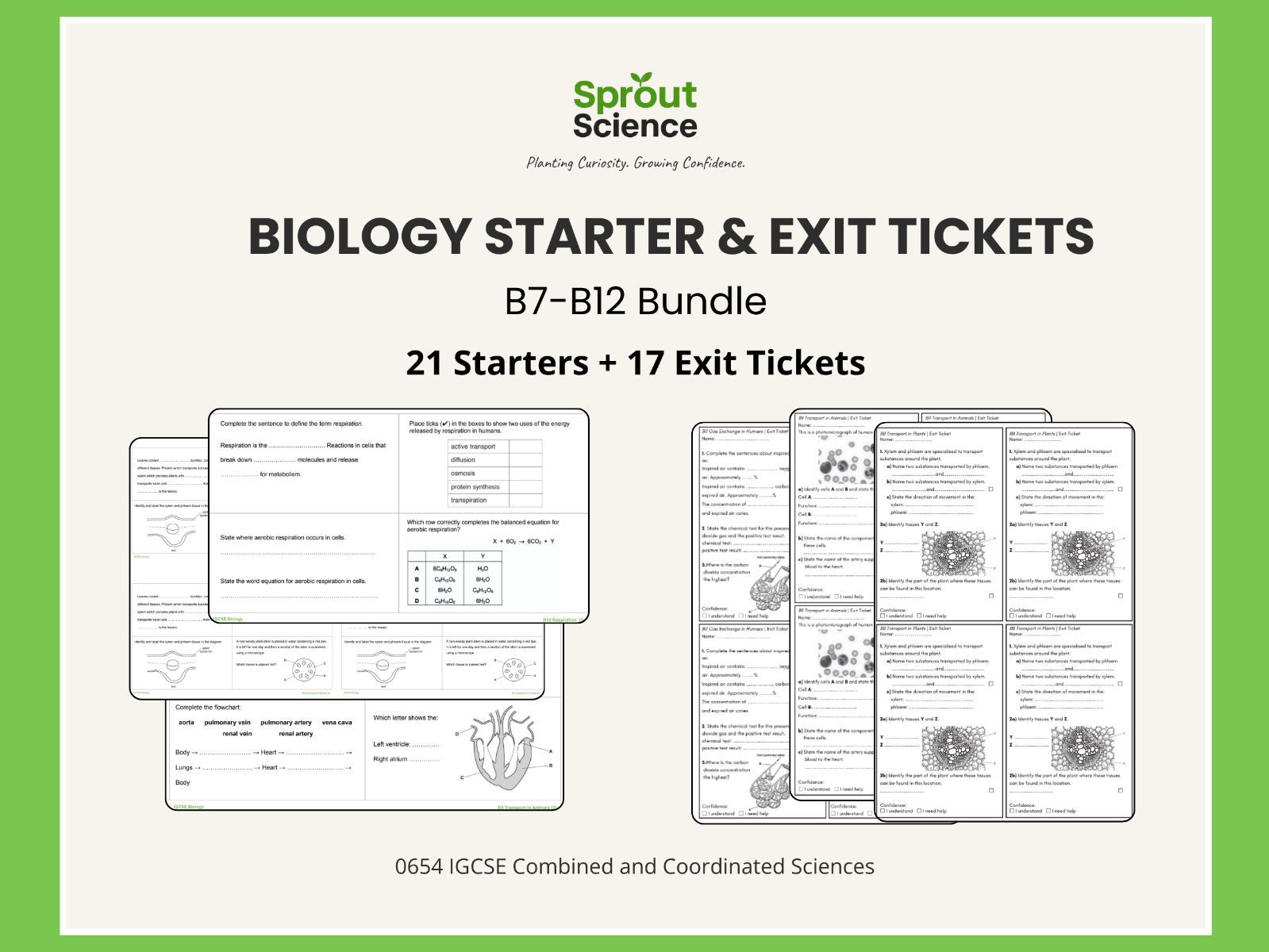 Biology Starters & Exit Tickets Bundle | IGCSE (B7–B12)