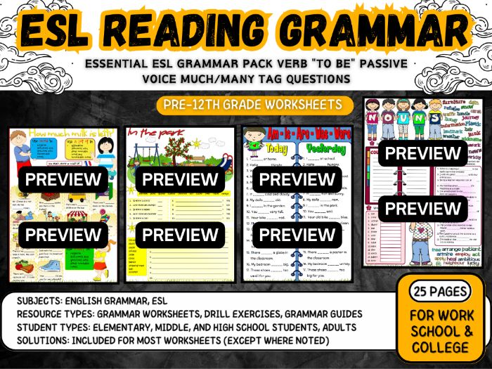 Essential ESL Grammar pack Verb "To Be"