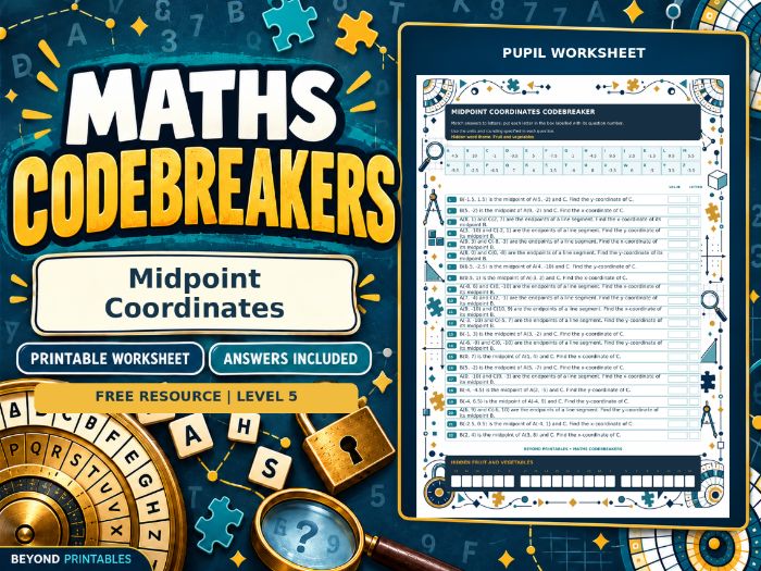 FREE Midpoint Coordinates | Maths Codebreaker | Answers Included