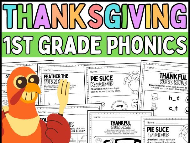Thanksgiving Phonics Activities | November Morning Work First Grade