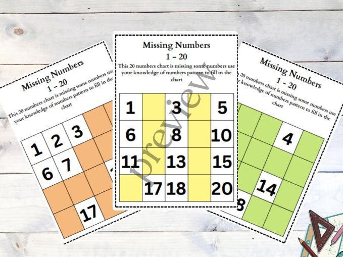 Missing Numbers 1–20: Early Maths Worksheets for Number Sense and Pattern Recognition