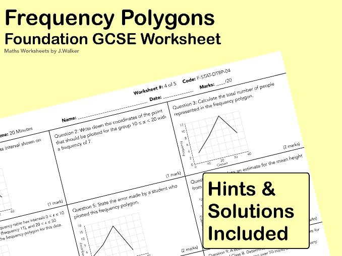 GCSE Maths Worksheet: Frequency Polygons - Foundation Tier