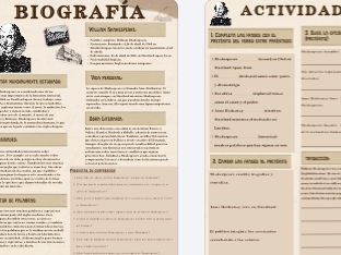 Shakespeare biografia Spanish KS4 PRETERITO practice
