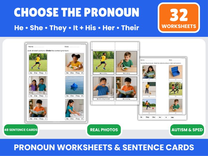 Personal Pronouns Worksheets and Cards