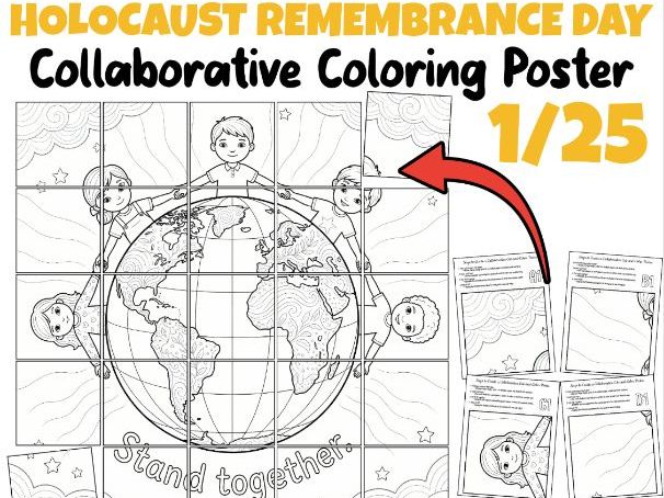 Holocaust Remembrance Day Collaborative Coloring Poster | Stand Together