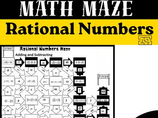 Rational Numbers Maze Worksheet – Add Subtract Multiply Divide Activity for Midd