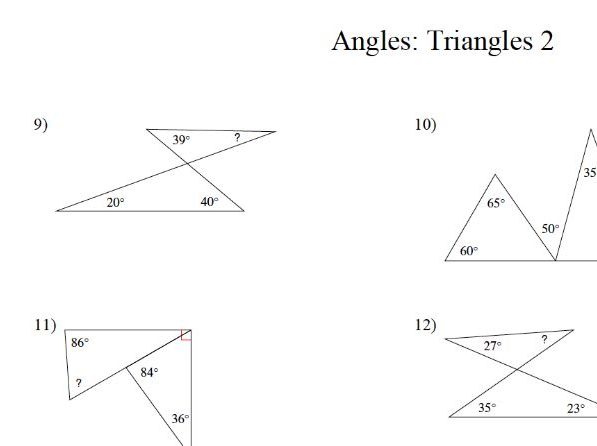 GCSE maths: angles  within triangles worksheet 2