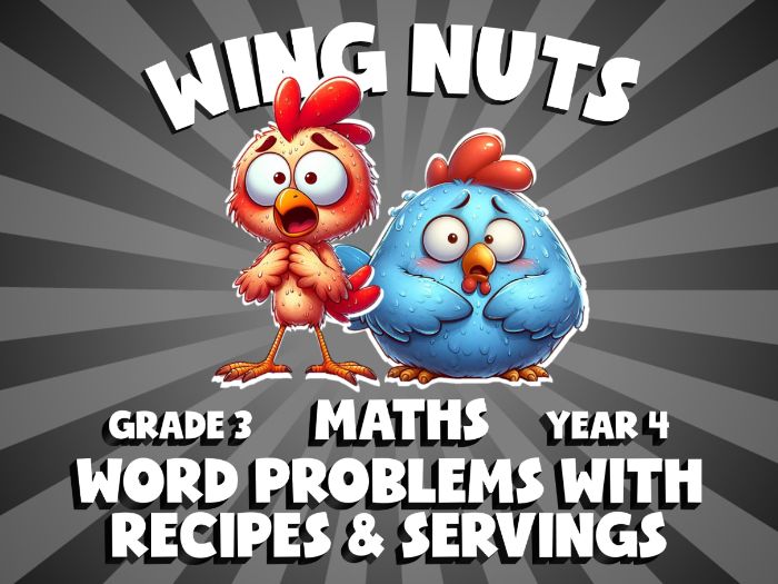 Word Problems with Recipes & Servings WING NUTS Maths Game | No-Prep Year 4 Review Activity