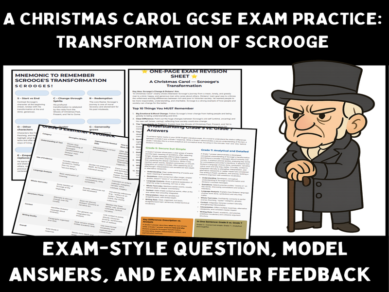 A Christmas Carol: Scrooge’s Transformation Worksheet | GCSE English Literature Exam Revision