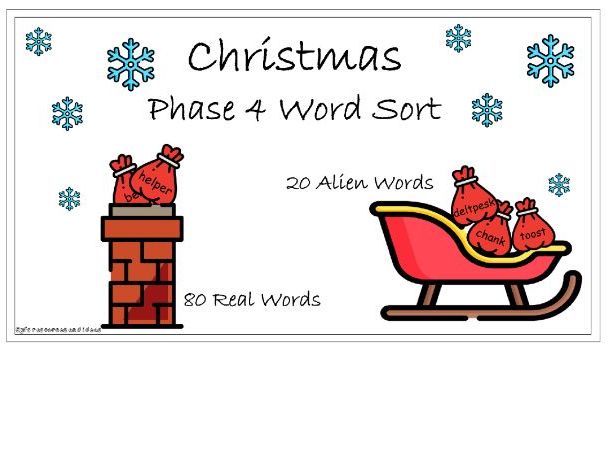 Phase 4 Phonics Christmas Word Sort | Real and Alien Words | Santa Game